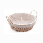 Cesta de pão redonda com forro 24x12cm