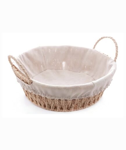 Cesta de pão redonda com forro 24x12cm