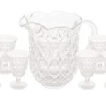 Jogo de jarra e 6 taças em cristal