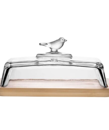 Manteigueira com base bambu bird