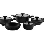 Jogo de 5 panelas de alumínio com revestimento cerâmico