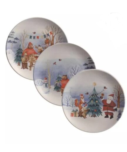 Jogo 6 pratos sobremesa natalino