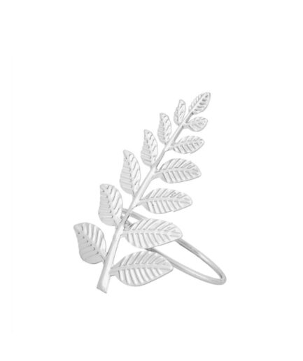 Anel guardanapo folha prata