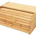 Porta pão bambu tampa retrátil