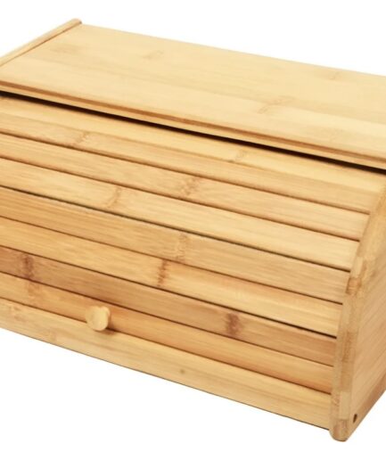 Porta pão bambu tampa retrátil