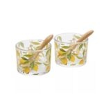 Kit 2 petisqueiras em vidro limão siciliano