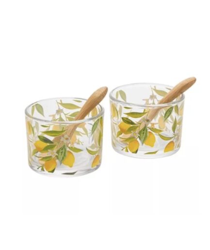 Kit 2 petisqueiras em vidro limão siciliano
