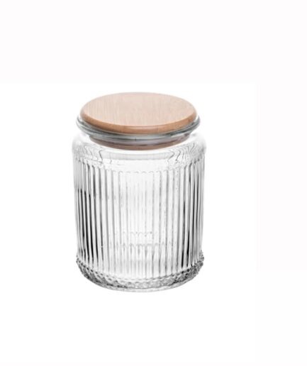 Pote vidro com tampa bambu 360ml